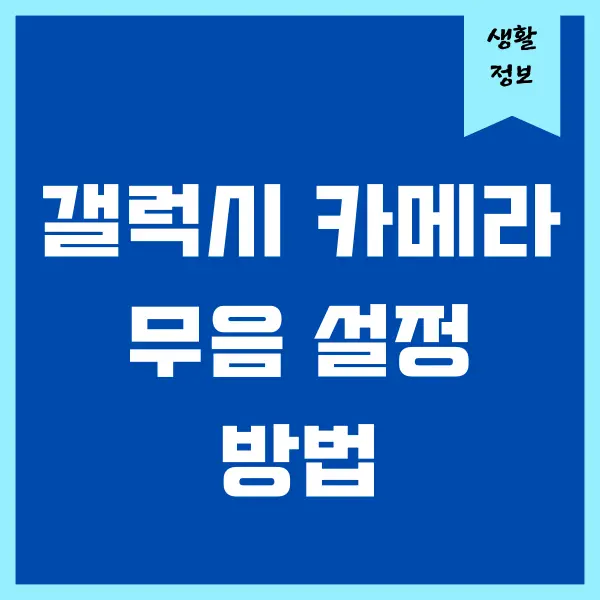 갤럭시 카메라 무음 설정 하기 (기본앱, SetEdit 어플, 캠성 어플)