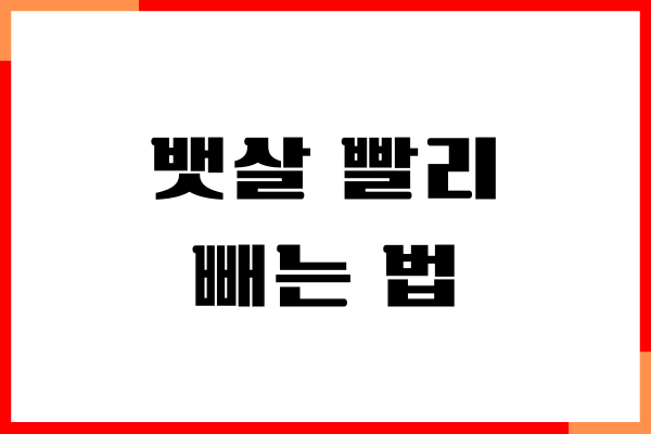 죽어도 안빠지는 뱃살 빨리 빼는 법