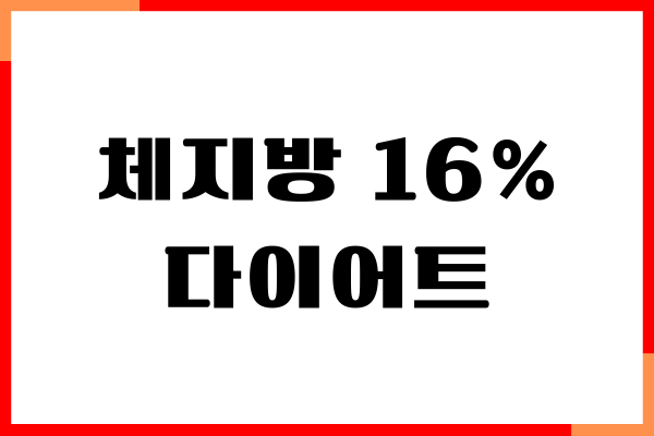 체지방 16% 만드는 다이어트 방법