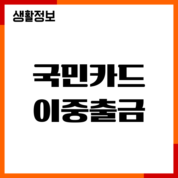 국민카드 이중출금 원인, 예방 방법, 간편 결제 확인 총정리