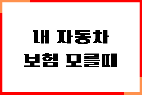 내 자동차 보험 모를때 보험 조회하기, 내 차 보험찾기