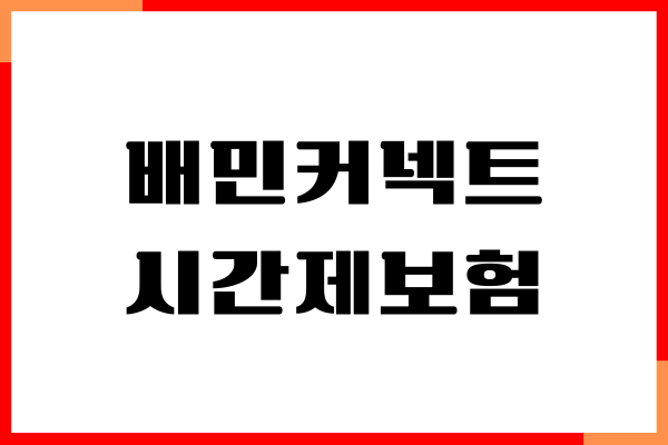 배민커넥트 시간제보험 가격 방법, 시간당 비용, 총정리