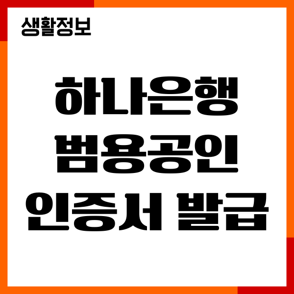 하나은행 범용공인인증서 발급 방법, 절차, 준비물